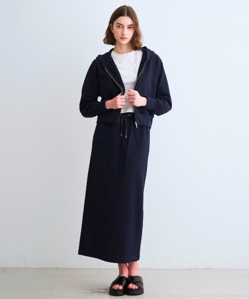 three dots   Wジップパーカー #S ブラッシュドリブ裏起毛ダブルジップパーカー｜three dots