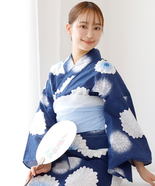 浴衣 1人で着られる 着付けいらず セパレート浴衣 コットン100％生地使用　兵児帯　ゆかた帯　簡単浴衣 レディース_3