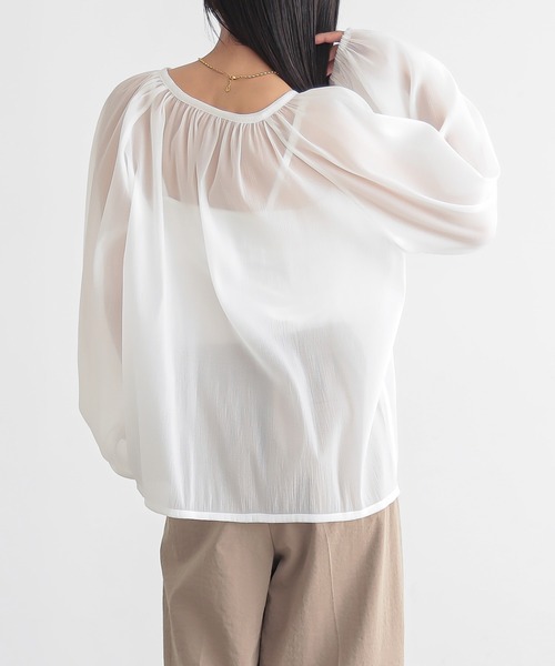 for/c ブラウス シャツ キーネックシアーブラウス