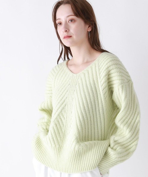 「BABYLONE」 Vネックニット フリー オフホワイト レディース_画像7