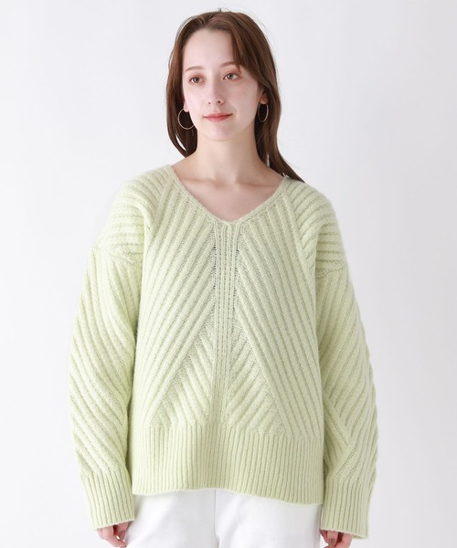 「BABYLONE」 Vネックニット フリー オフホワイト レディース_画像8