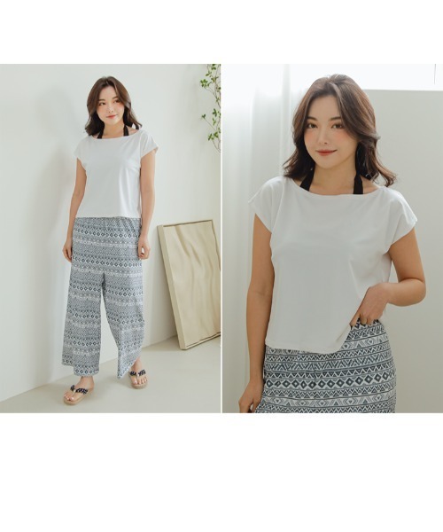新品☆4L白系グレー系UVカット洋服のような水着4点♪ロングパンツ☆b913 SALE!】レディース水着 4点セット Tシャツ ロングパンツ