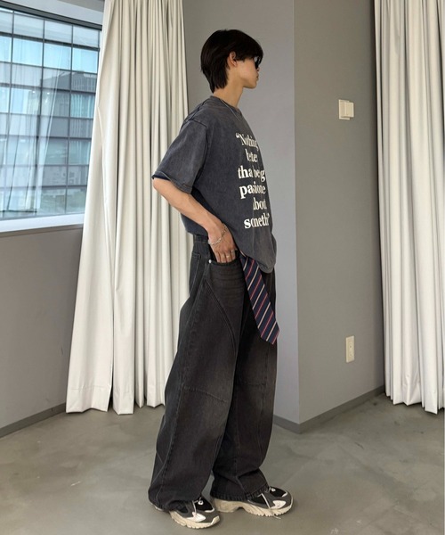 ワイド カーブ デニム カットオフ ストリート 春 韓国 hr8165 ジーンズ 立体カーブデニム メンズ レディース : ZOZOTOWN Yahoo