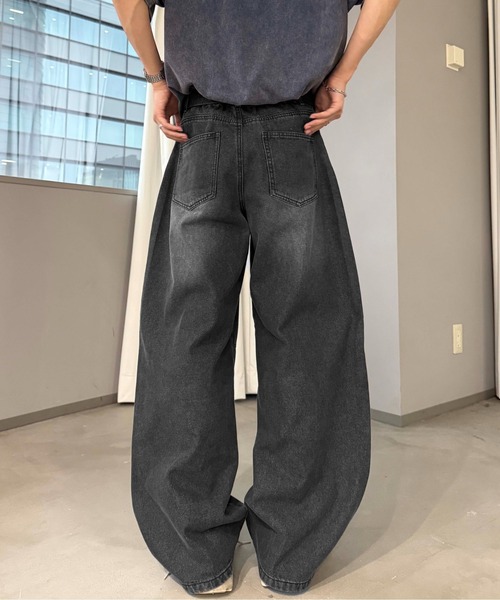 PEOPLESTYLE デニムパンツカーブジーンズストリート無地男女兼用 PEOPLESTYLE デニムパンツカーブジーンズストリート無地男女兼用