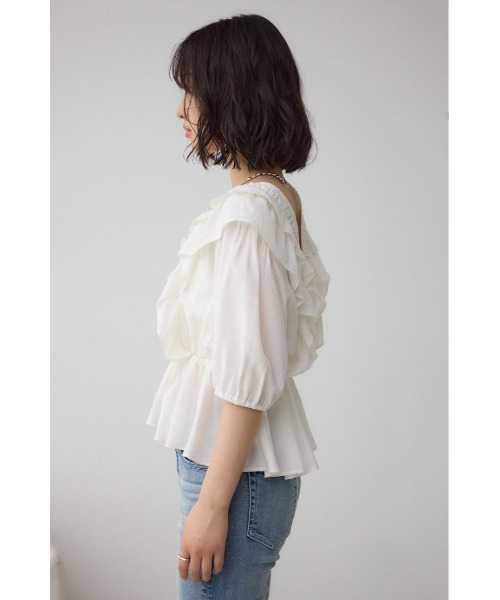 AZUL BY MOUSSY ブラウス シャツ ラッフルショルダーブラウス