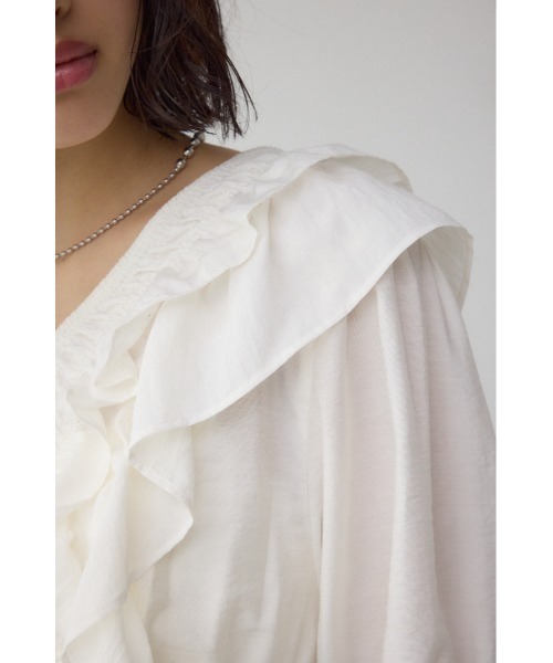 OHGA ラッフルフリルショルダーブラウス AZUL BY MOUSSY ブラウス シャツ ラッフルショルダーブラウス