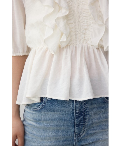 AZUL BY MOUSSY ブラウス シャツ ラッフルショルダーブラウス