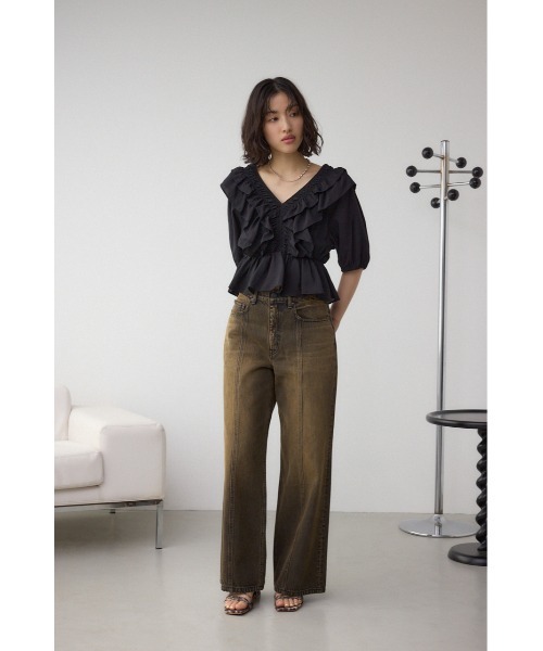 ブラウス シャツ ショルダーラッフルブラウス レディース AZUL BY MOUSSY ブラウス シャツ ラッフルショルダーブラウス