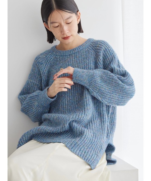 「AMERICAN HOLIC」 長袖ニット L ブルー レディース_画像6