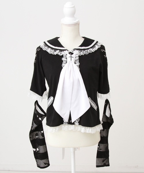 DearMyLove tシャツ 半袖 闇セーラー襟十字架スカーフチェーン