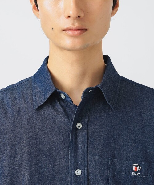BEAMS HEART（ビームス ハート） シャツ コーヒー刺繍 デニム シャツ
