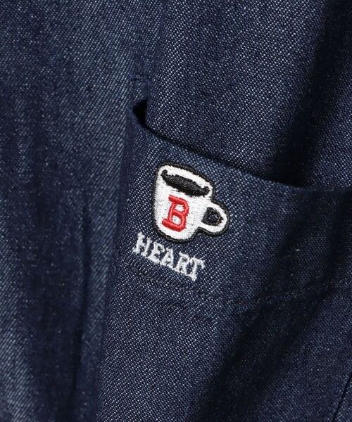 BEAMS HEART（ビームス ハート） シャツ コーヒー刺繍 デニム シャツ