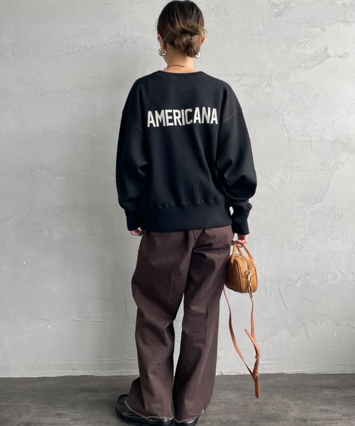 【お値下げ致しました】AMERICANA(アメリカーナ) クールネックスウェット Americana/アメリカーナ] AMERICANA STATE ロゴプリント