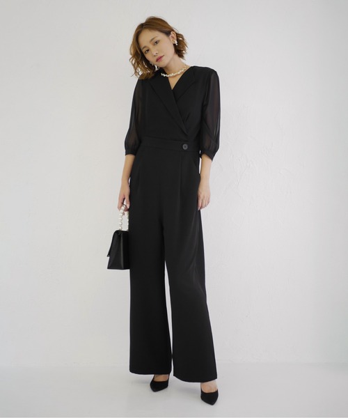 即購入可◆マイシャウティー　セットアップパンツドレス　オケージョン　結婚式　M My shawty（マイシャウティー） パンツドレス 入学式 入園式 卒園式