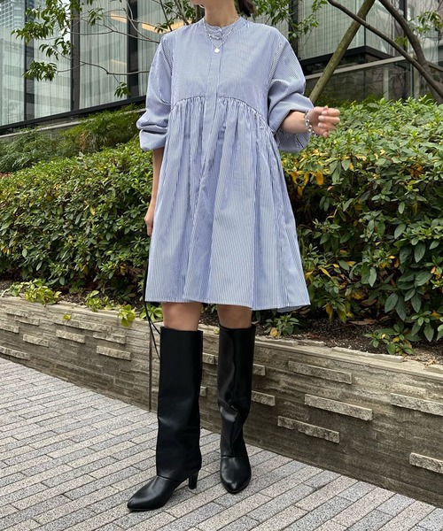 DouDou（ドゥドゥ） 長袖ワンピース FREE ネイビー レディース