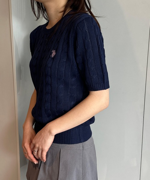 U.S. POLO ASSN.（ユーエスポロアッスン） 半袖ニット L アイボリー