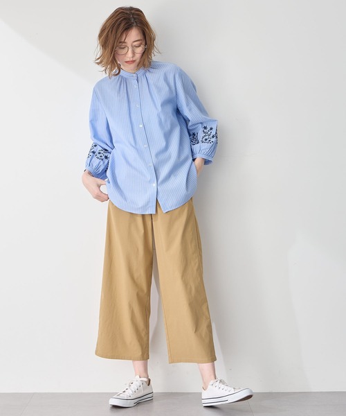 「Petit Honfleur」 7分袖ブラウス 9号 ブルー レディース_画像3