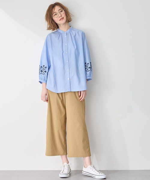 「Petit Honfleur」 7分袖ブラウス 9号 ブルー レディース_画像4