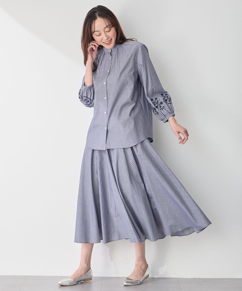 「Petit Honfleur」 7分袖ブラウス 9号 ブルー レディース_画像7