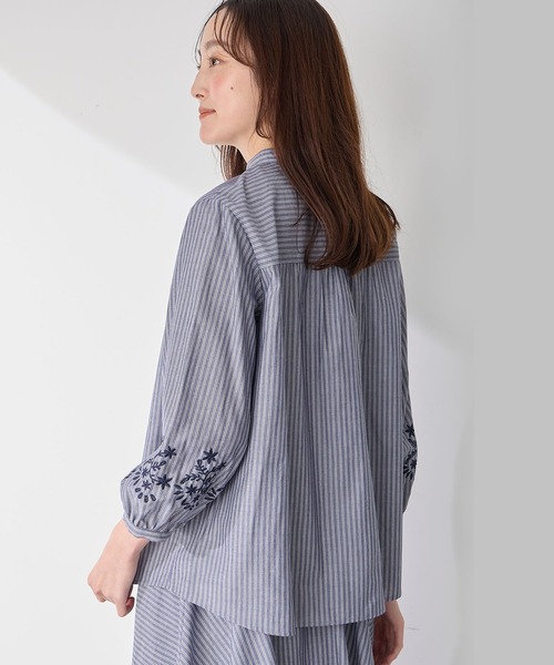 「Petit Honfleur」 7分袖ブラウス 9号 ブルー レディース_画像8