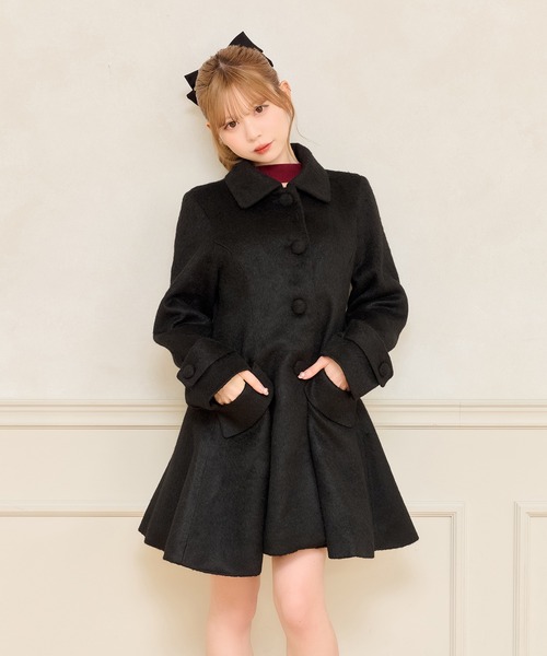 【美品✨】ルネ　プリンセスコート　アンゴラ混　フレア　Aライン　ブラック　36 apres jour（アプレジュール） ステンカラーコート コート アソートA