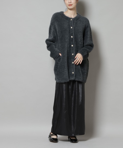 NANO universe（ナノ・ユニバース） スカート レザーライクシャイニー