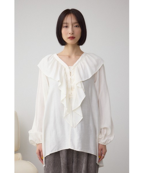 moussy ブラウス 白 AZUL BY MOUSSY（アズールバイマウジー） ブラウス シャツ 「着丈