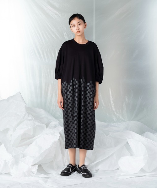 「mintdesigns」 7分袖ワンピース 2 シルバー レディース_画像2