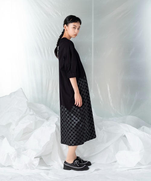 「mintdesigns」 7分袖ワンピース 2 シルバー レディース_画像3