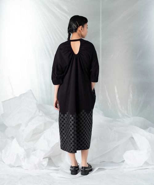 「mintdesigns」 7分袖ワンピース 2 シルバー レディース_画像4