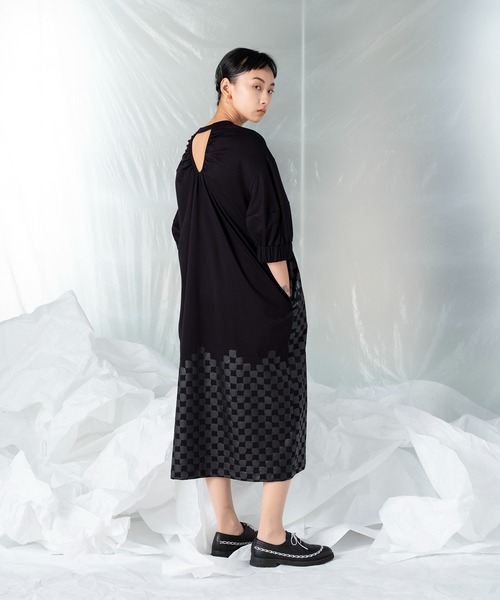「mintdesigns」 7分袖ワンピース 2 シルバー レディース_画像5