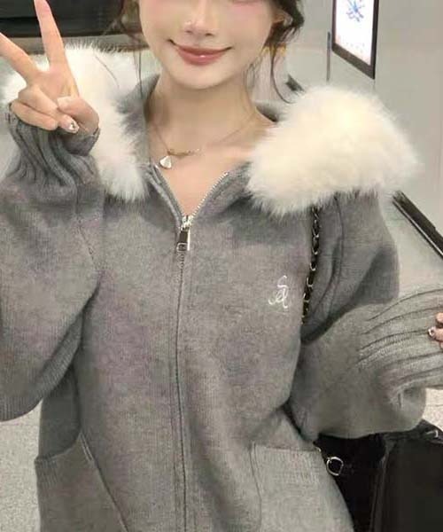 gossip!ロサンゼルス ニット セーター Y2K ジップカーディガン 縁取り