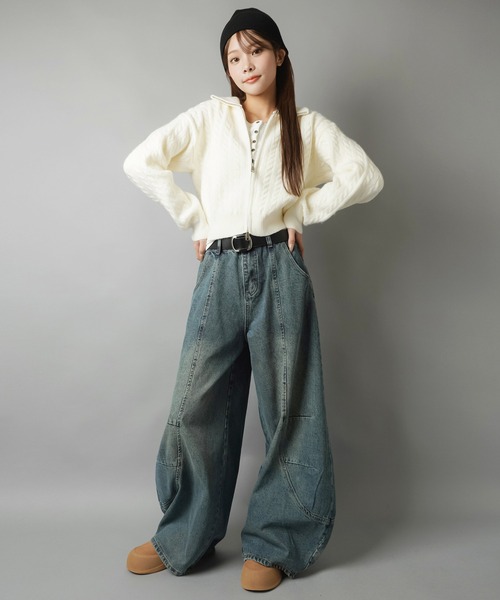 SPINNS（スピンズ） カーディガン 襟付き×ダブルジップで差がつく