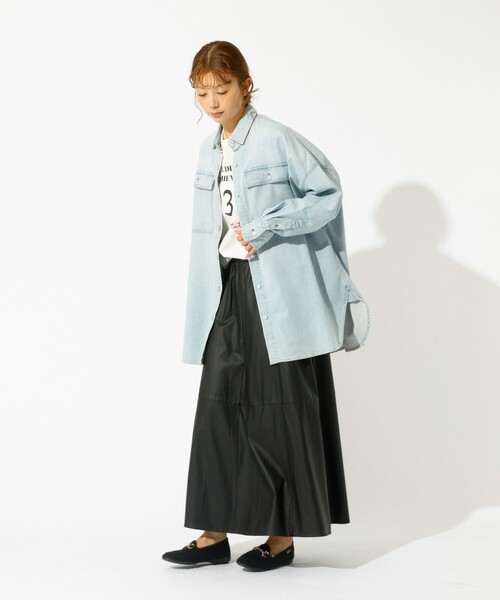 美品✨ヘルシーデニム　Breezy Almond　コットンリネン　デニムシャツ Healthy denim（ヘルシーデニム） ブラウス シャツ 「Healthy denim
