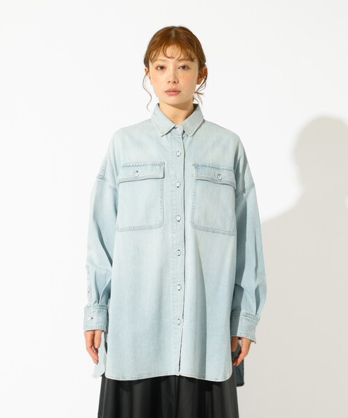 ヘルシーデニム　デニムシャツ　アーモンド オーバーサイズ Healthy denim（ヘルシーデニム） ブラウス シャツ 「Healthy denim