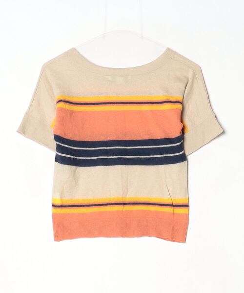 「KAREN WALKER」 ボーダー柄半袖ニット 2 ベージュ レディース_画像2