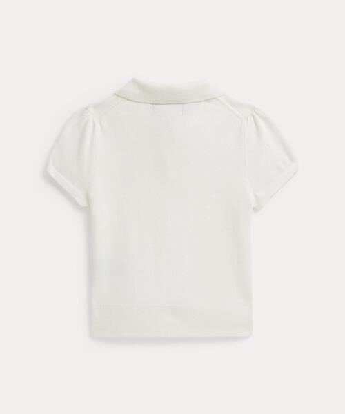 ニット セーター コットン ショートスリーブ ポロ セーター キッズ 子供服 女の子の画像