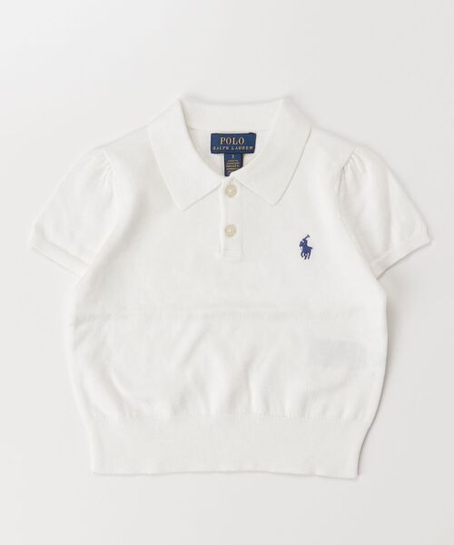 ニット セーター コットン ショートスリーブ ポロ セーター キッズ 子供服 女の子の画像