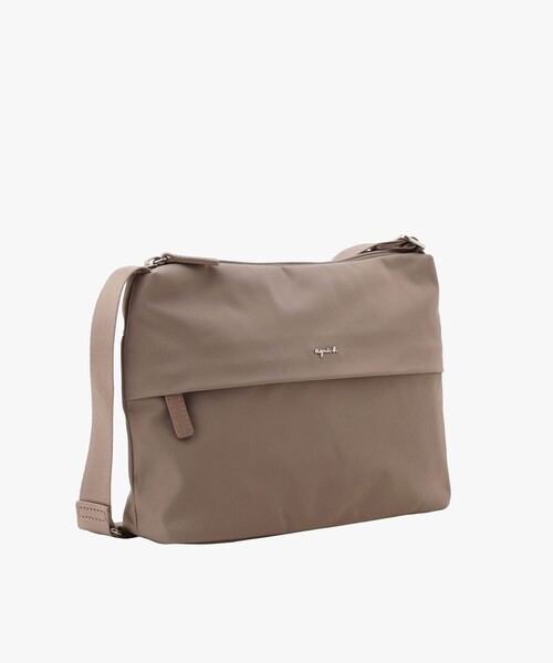 つりーず♪美品☆アニエス・ベー　ショルダーバッグ　グレージュ agnes b アニエスベー】美品 ショルダーバッグ レザー グレージュ