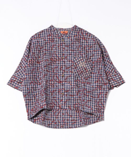「KRIFF MAYER Lady's Collection」 半袖ブラウス MEDIUM サックスブルー レディース_画像3