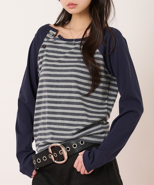 hazyl tシャツ raglan design long-sleeved T-shirt/ラグランデザイン