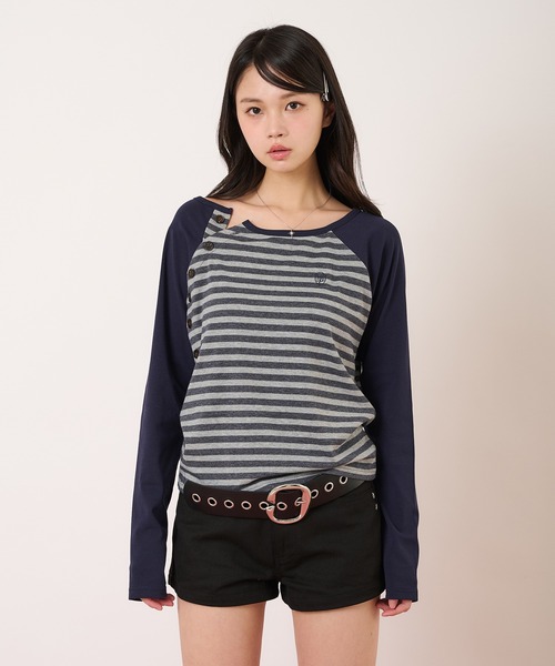 hazyl tシャツ raglan design long-sleeved T-shirt/ラグランデザイン