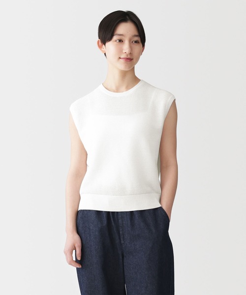 無印良品（MUJI） ニット セーター 婦人 強撚透かし編みノースリーブ