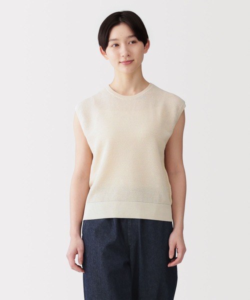 無印良品（MUJI） ニット セーター 婦人 強撚透かし編みノースリーブ