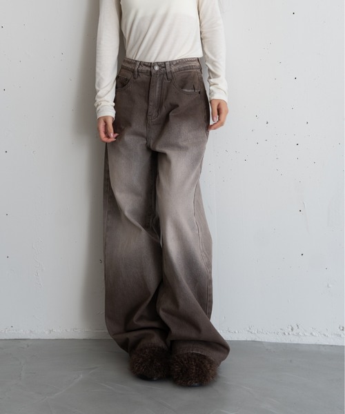 「hwyl」 デニムパンツ SMALL モカ レディース_画像2