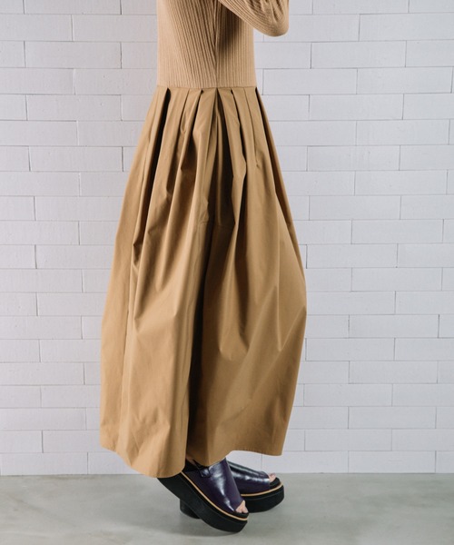 「MARECHAL TERRE」 長袖ワンピース MEDIUM キャメル レディース_画像5