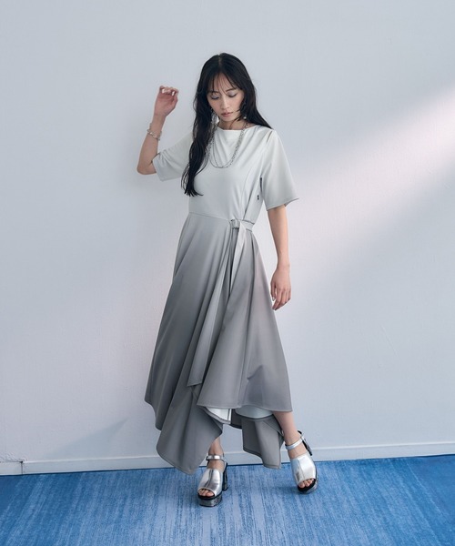 と*ん様 レリアン 近年モデルグラデーション 半袖カットソーワンピース13+XL HARE（ハレ） ワンピース 半袖 グラデーションバックスリットカット