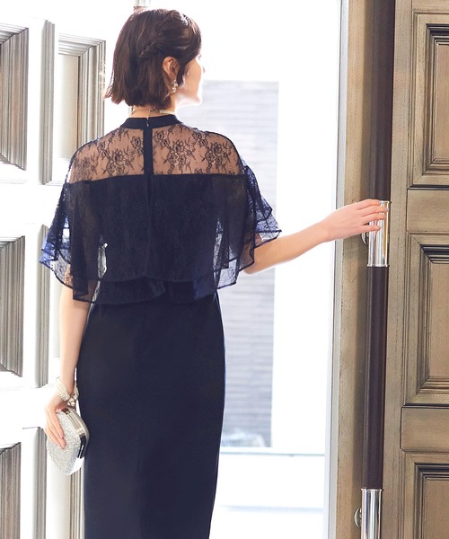 即納特典付き ドレス レースフリルケープ風ワンピースフォーマルパーティードレス 結婚式 披露宴 二次会 謝恩会 成人式 同窓会 セレモニーなどお呼ばれ対応 在庫あり 即納 Mihaelaburuiana Com