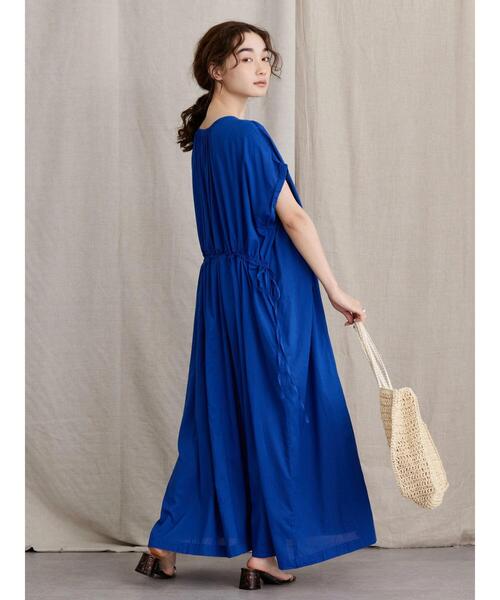 HaaTフレンチスリーブのワンピース CHIC STYLE ワンピース ストライプフレンチスリーブロング