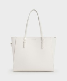 チャールズアンドキーズ　クラシックダブルハンドル トートバッグ(grey) CHARLES & KEITH クラシックダブルハンドル トートバッグ 【再